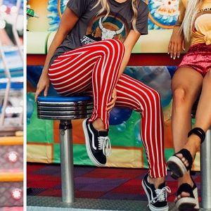 Red and white striped pants